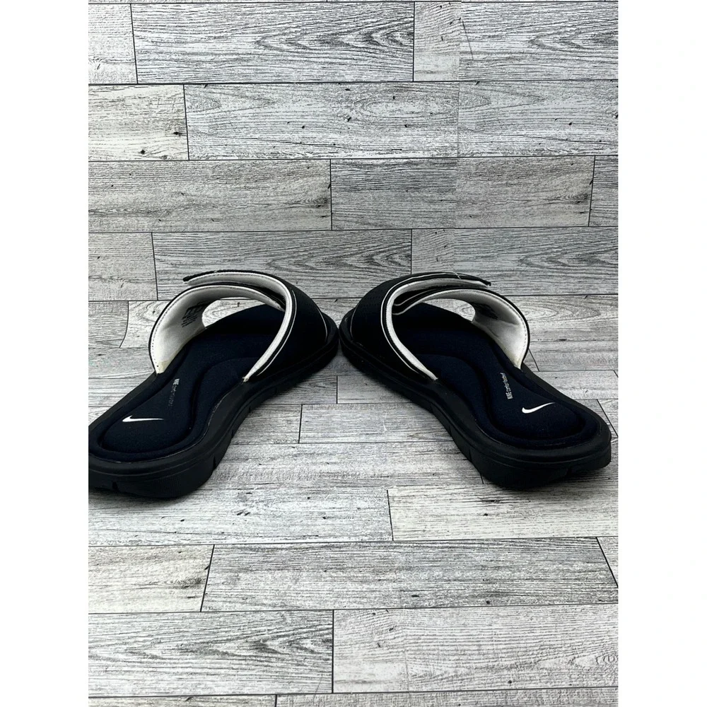 Nike Comfort‎ Footbed Slides Sandals Black White Adjustable Strap Women Size 11